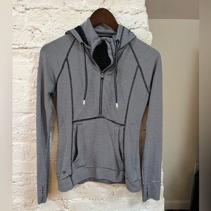 Athleta Navy and White Striped Heavenly Hail Hoodie. Size XS